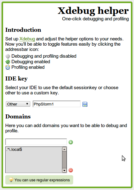 Xdebug helper setup